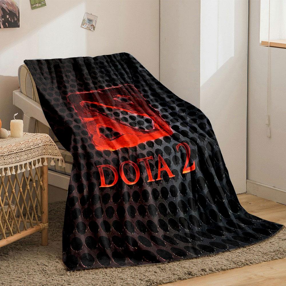 A red logo with a textured design over a black circular grid pattern. for all seasons blanket lunch break throw gift