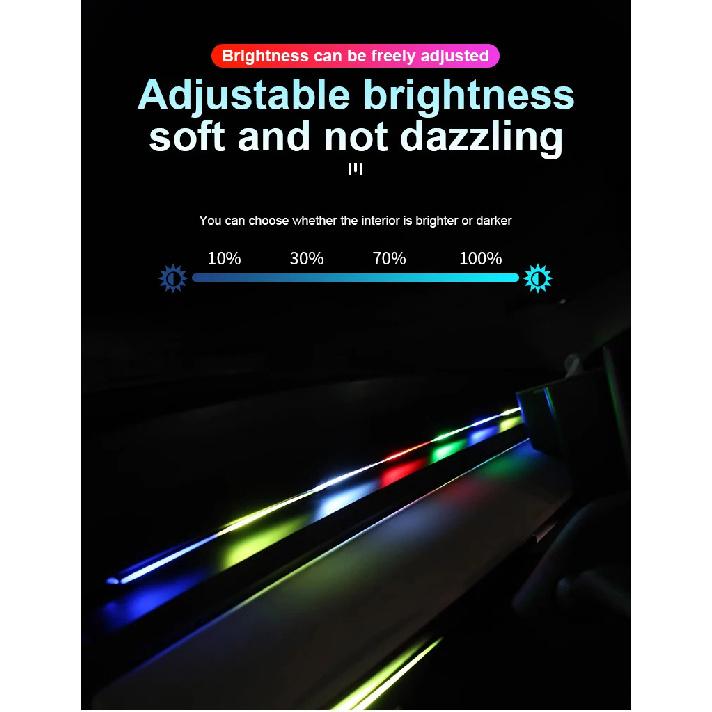 Car Ambient Lights Universal LED Symphony RGB Atmosphere Lamp 64 Colors Acrylic Strip APP Control Remote for Tesla Model 3 Y S X