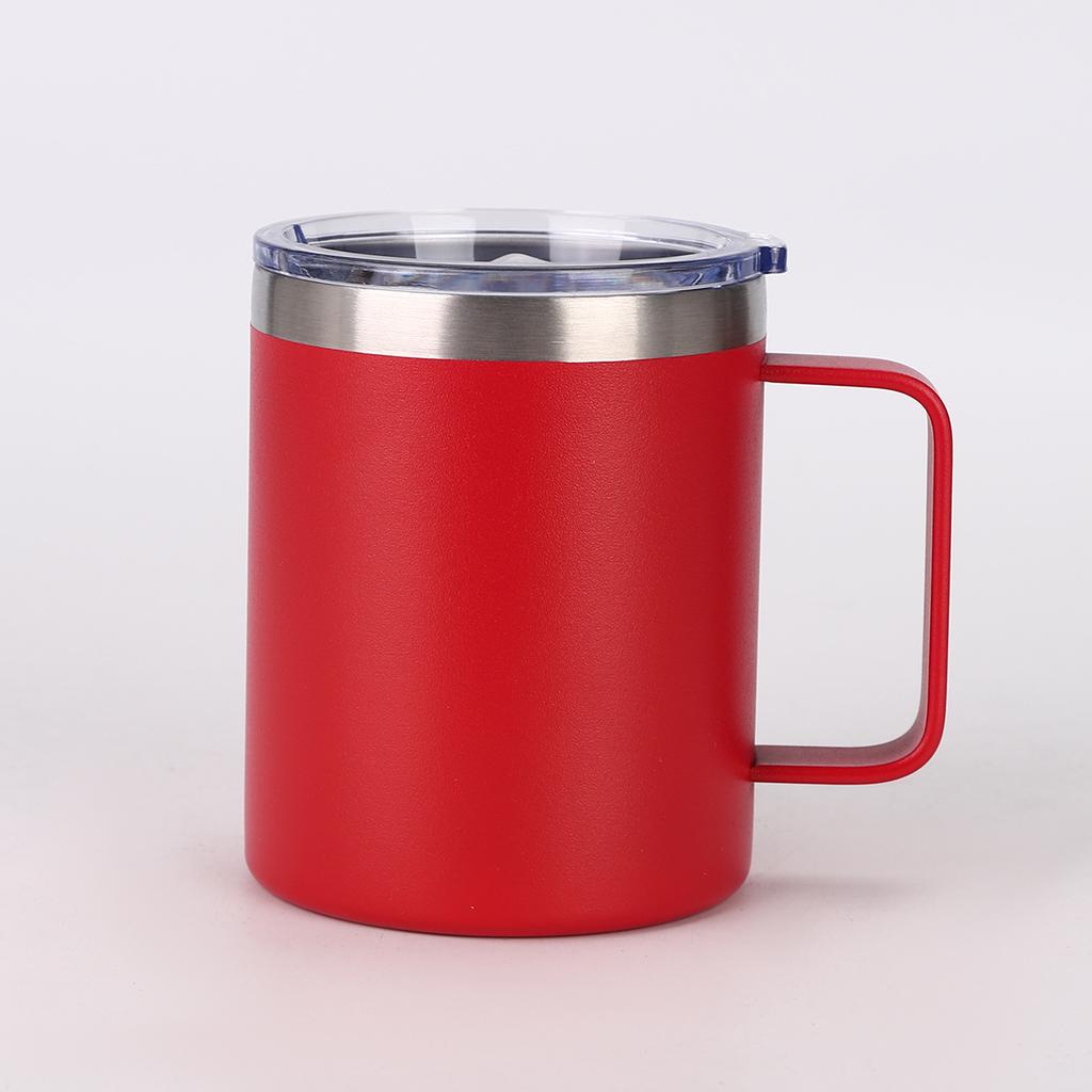 Custom Print Logo Vacuum Insulated 12oz Coffee Mug Cups with Handle Colorful Double Wall 14oz Sliding Lid Tumbler