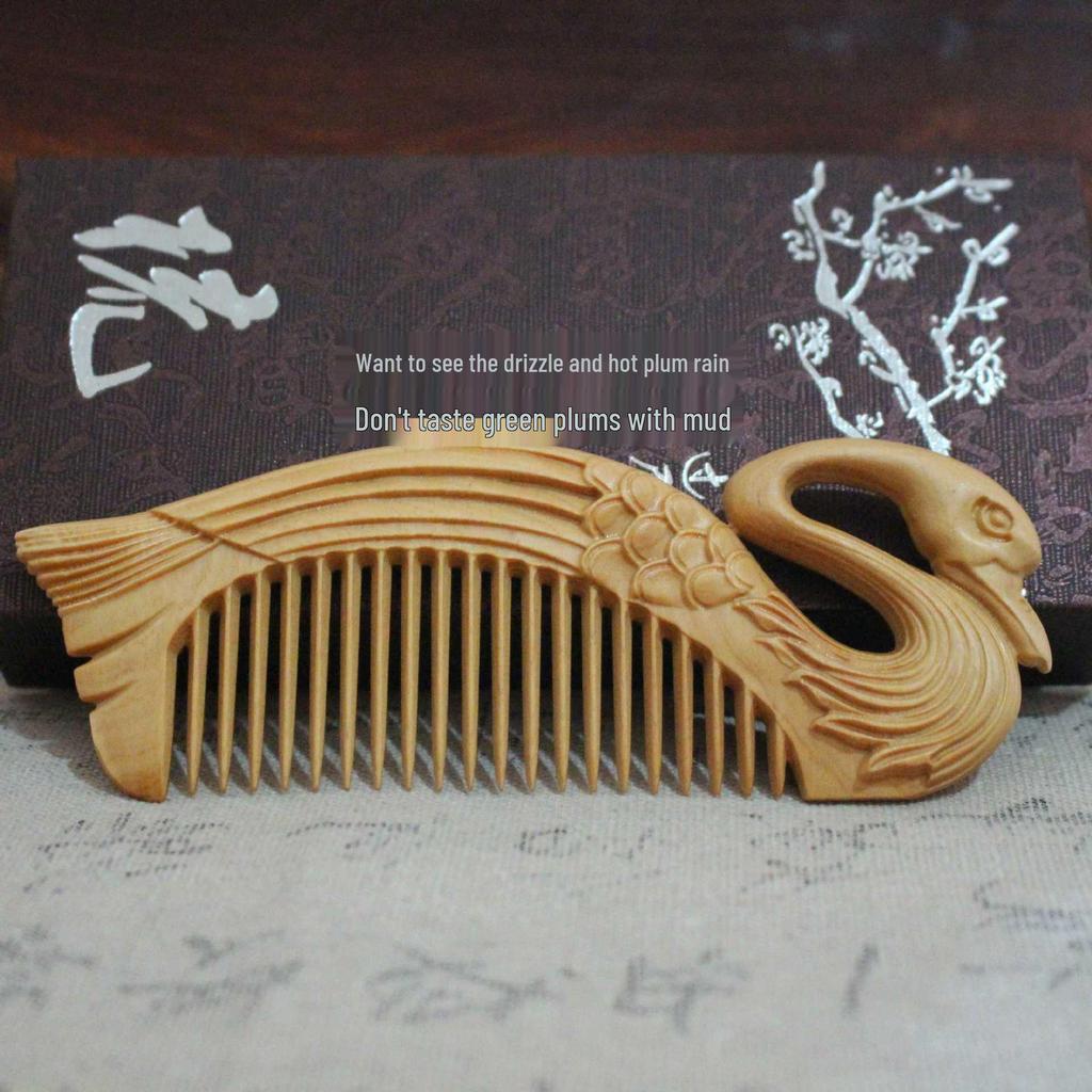 Ancient Style Sabina Wood Carved Comb Series - Floral Design, Perfect Valentine’s Gift