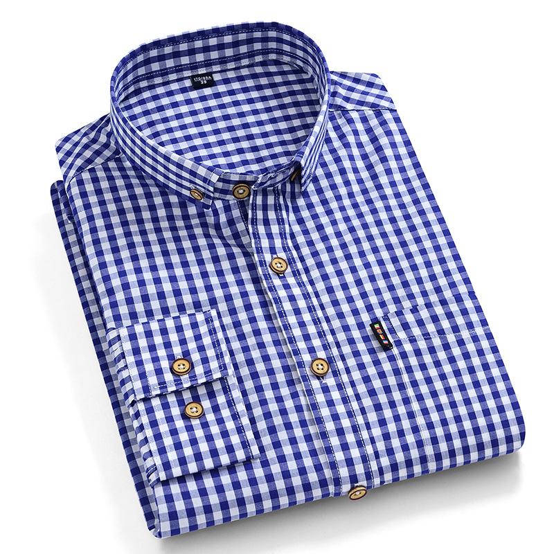 Button Up Shirt Plaid Mens Fashion Clothing Trends 100% Cotton Slim Fit Shirt Men Shirts Longsleeve Shirt for Men Retro Clothes