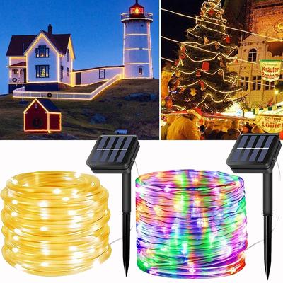32M/22M/12M Outdoor LED Solar Tube Rope Fairy Light Christmas Decoration String Light Waterproof For Garden Fence Yard Balcony Party Decor