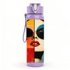 1PC Fashion Lady Sunglasses Split Print 750ml Color Plastic Sports Water Bottle Leakproof Flip Straw Lid Suitable for Sports Office Home Use