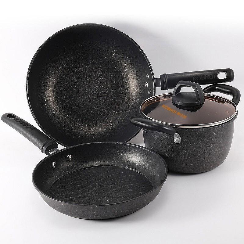 Kobach 3-Piece Non-stick Maifan Stone Cookware Set
