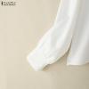 ZANZEA Blusa informal de retales de manga larga con cuello vuelto para mujer