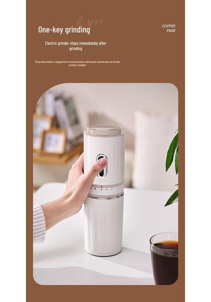 Compact Electric Coffee Grinder & Brewer - Portable for Home & Travel