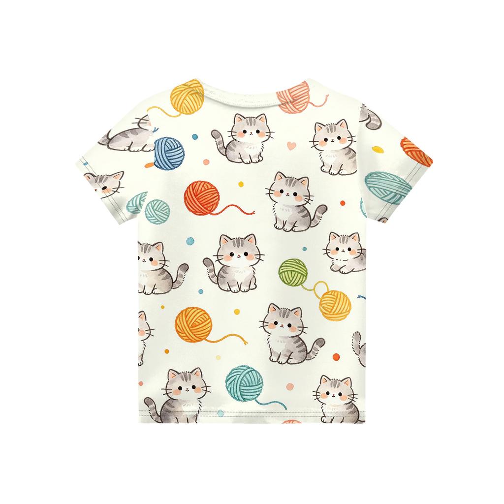 Kids Animal Print Short Sleeve T Shirt Casual Loose Fit Round Neck Top Soft Comfortable Fabric Suitable for Everyday Wear