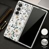 Vintage White Flower Case For Samsung Z Fold 8 Ultra 7 6 5 Luxury Plating Leather Skin Hard Phone Cover For Galaxy Z Fold8 Fold7 Fold6