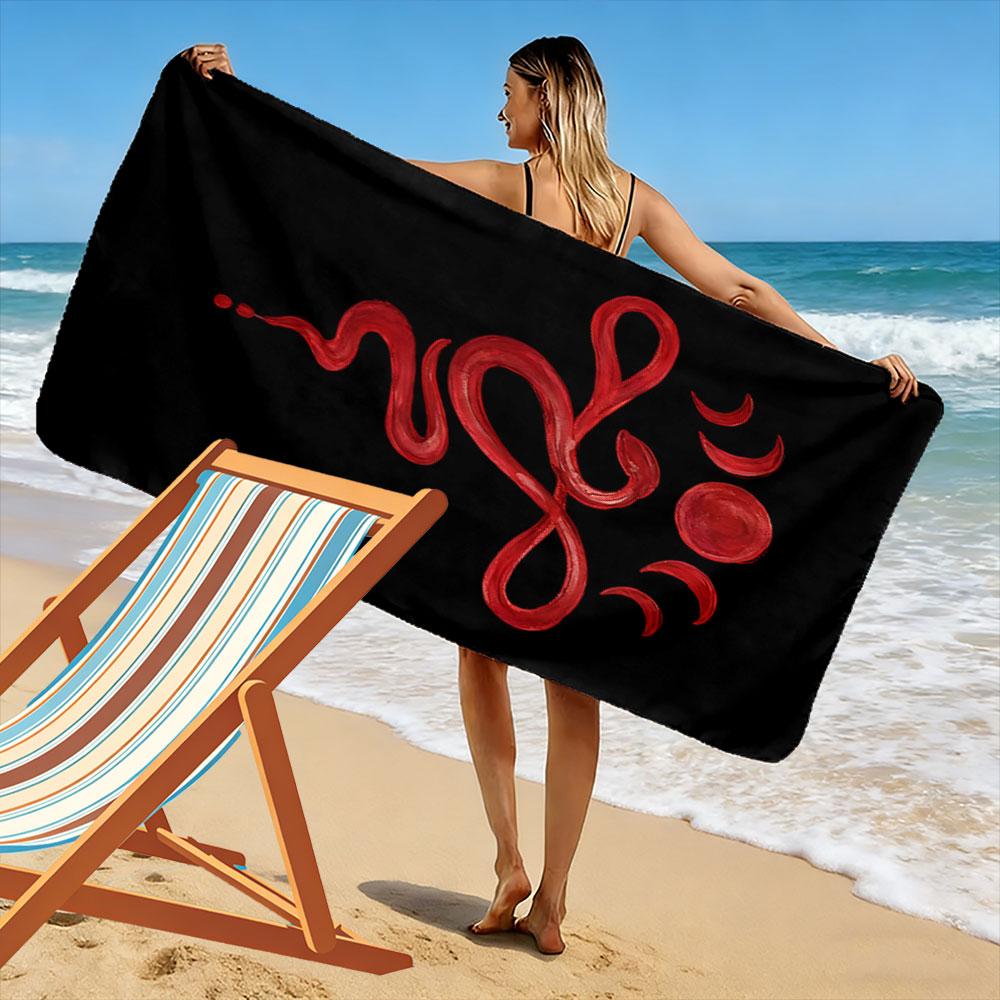 Serpentine elegance lunar embrace Print beach towel, quick drying, suitable for travel, outdoor sports, jogging, the beach and swimming, gift