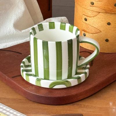 Set Tazza da Caffè e Piattino in Ceramica Vintage con Manico Adatto al Microonde Lavabile in Lavastoviglie Tazzine da Espresso Regalo per Matrimoni Anniversari Addio al Nubilato