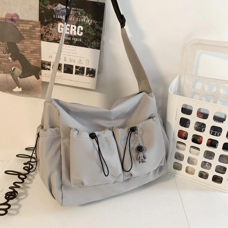 

Новые повседневные мужские сумки большой вместимости, повседневные, с несколькими карманами, однотонные сумки через плечо, модные, большой вместимости, из ткани