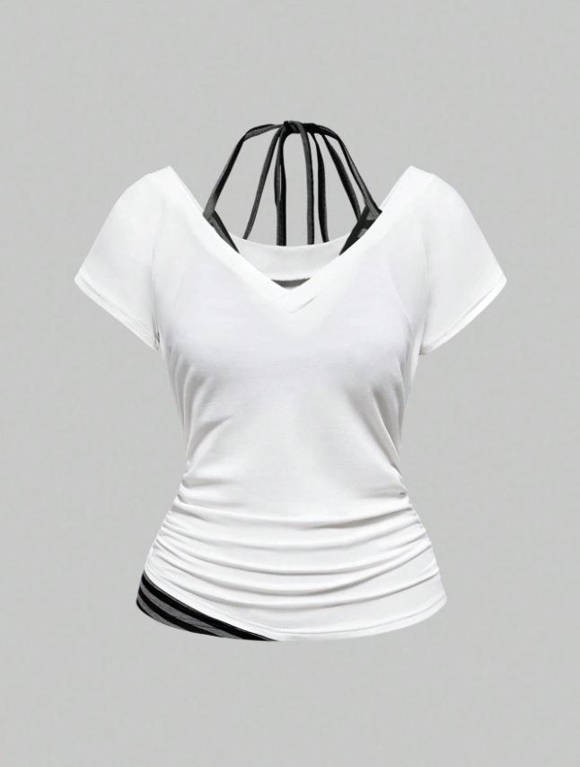 Y2K Spicy Girl Retro Wing Print Lace-up Bandeau Top