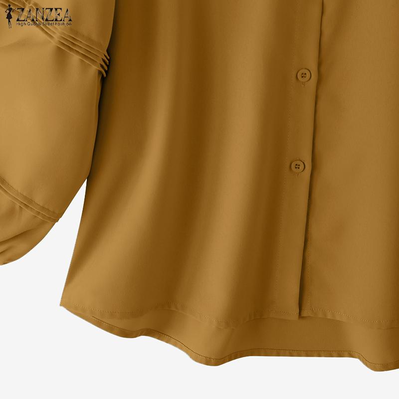 ZANZEA Dámská volná ležérní halenka s dlouhým rukávem a límečkem