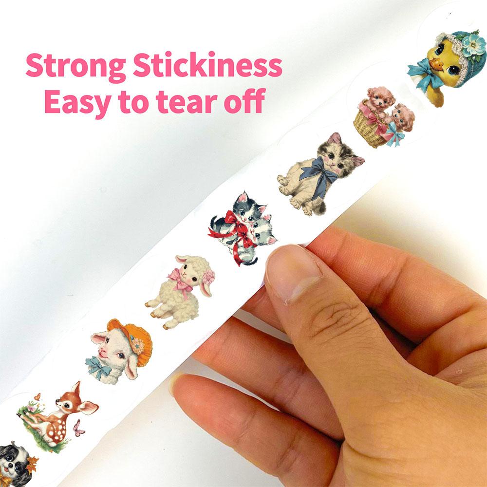 500PCS Retro Animals Pattern Roll Stickers Laptop Harajuku Luggage Personality Decoration Guitar  Waterproof Stationery Sticker