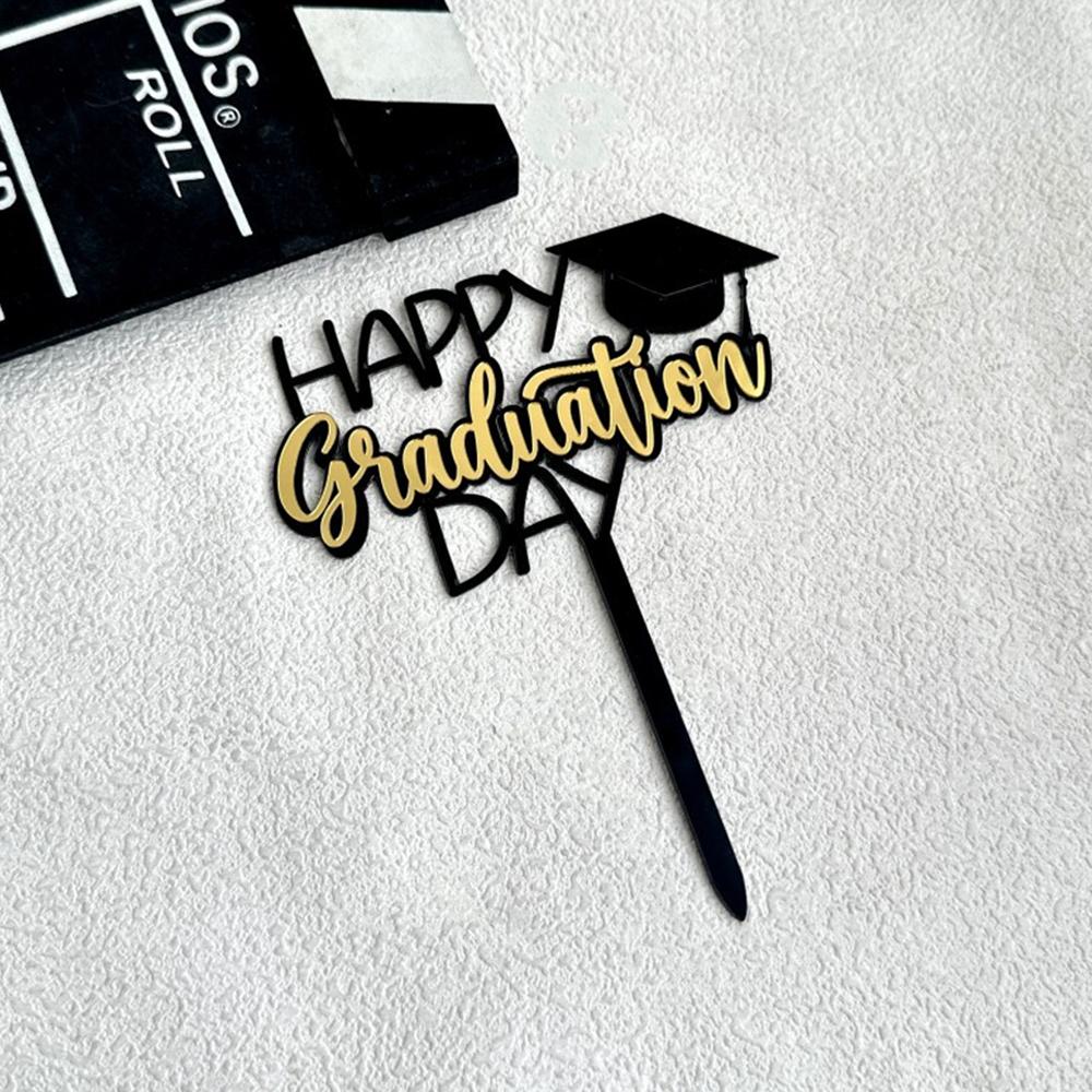 3pcs Gold Black Acrylic Graduation Cake Decorations for Congratulations Graduation Party Cake Topper Decorations Plugin