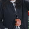 With Lanyard Hanging Neck Earphone Bag PU Leather PU Leather Coin Purse Portable Key Case  Male