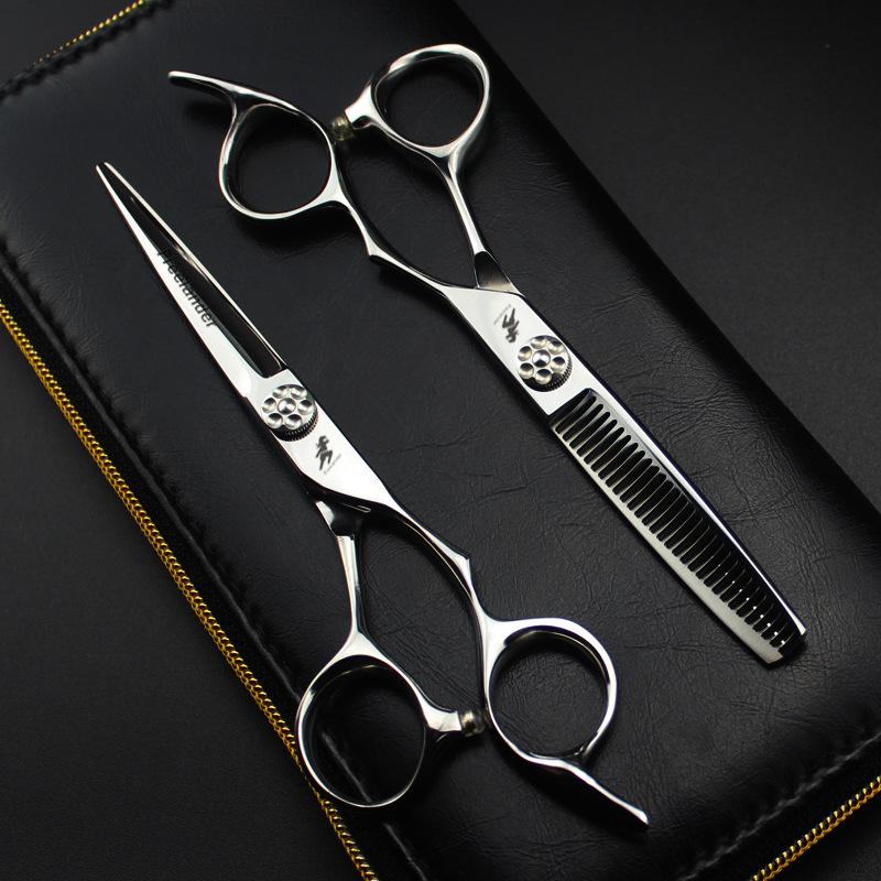 6.0  Mizutani-Style Shin Gyosha Straight & Thinning Hairdressing Scissors Large Circle Handle Thinning Scissors