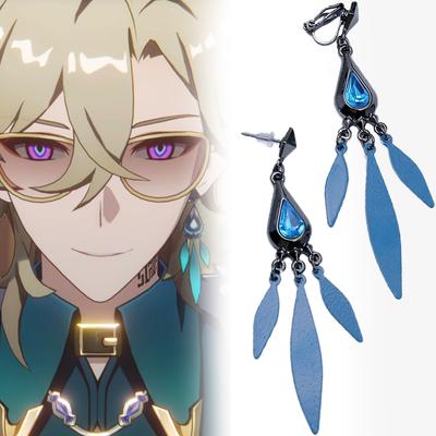 Juego Honkai Star Rail Aventurina pendientes para Cosplay Peafowl colgante pendientes Clips para las orejas gotas para los oídos accesorios de joyería regalos