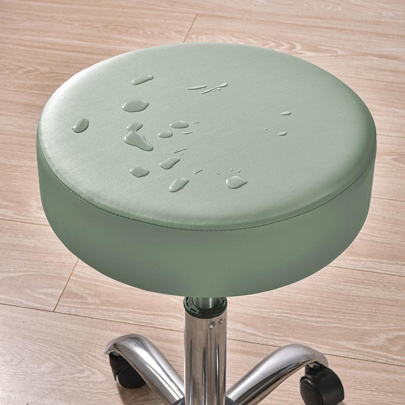 PU Waterproof Round Stool Cover Elastic All Inclusive Bar Rotating Chair Seat Cover Cashier Counter Stool Slipcover Home Hotel