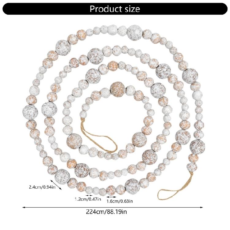 Wooden Bead Christmas Garland 7.41ft Long Festival Tree Decoration For Mantels Staircase Holiday Party Centerpieces