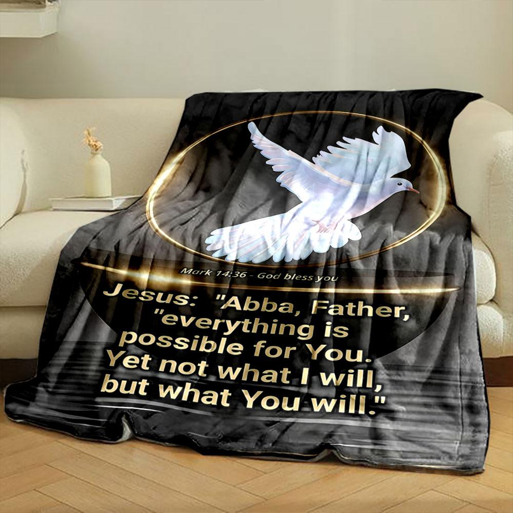Jesus Quote Religious Throw Blanket  Printed Blanket for Living Room Bed Couch Lunch Break Soft Cozy Blanket for Friend's Festival Gift