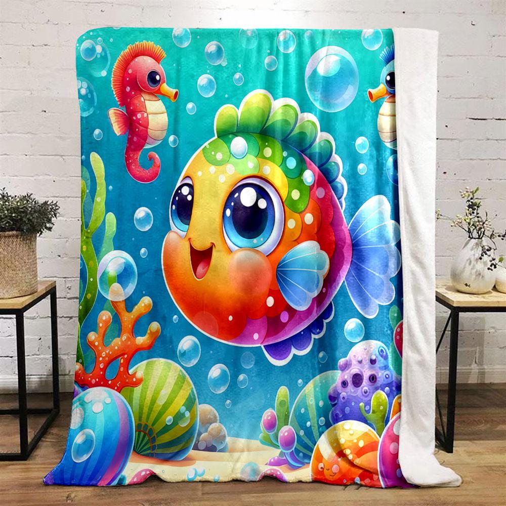 Colorful Ocean Friends print blanket soft and cozy perfect for the living room bed sofa or a nap,gift