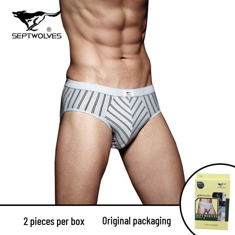 SEPTWOLVES Men's Breathable Cotton Mid-waist Briefs