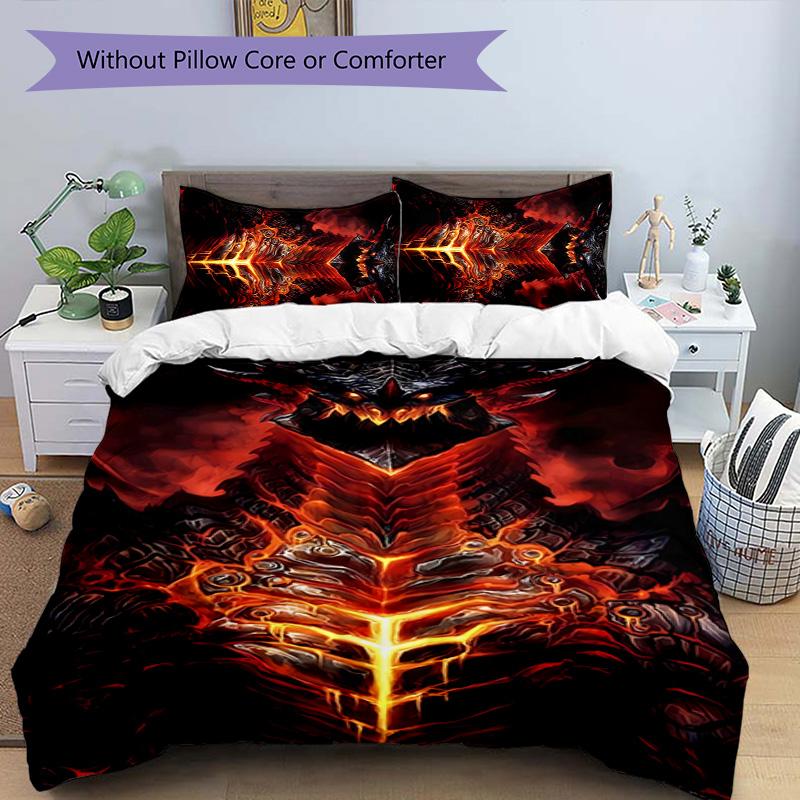 3pcs World of Warcraft characters2 pattern bedding set duvet cover set includes duvet cover &pillowcases, perfect all season bedroom decoration & gift
