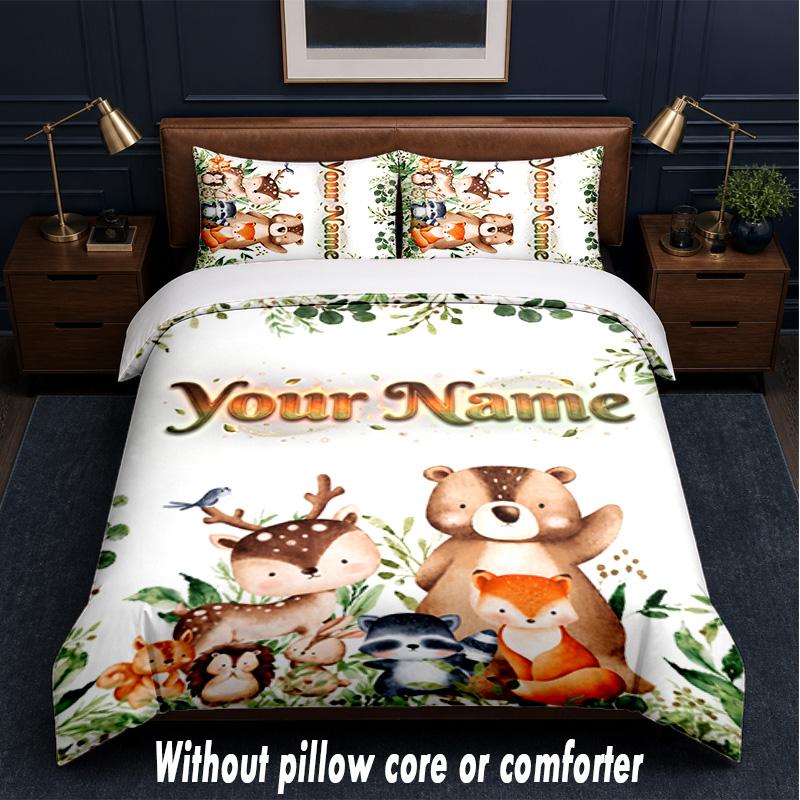 Family Friends Theme Custom Text Or Name 3Pcs Bedding Set,1 Flat Sheet & 2 Pillowcases Personalized Home Bedding