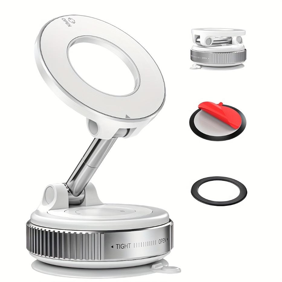

Super Strong Magnetic Car Phone Holder 360 Degree Rotation Vacuum Suction Cup For Iphone 12-16 Series Multi Scene Phone Mount For Car Gym Driving білий