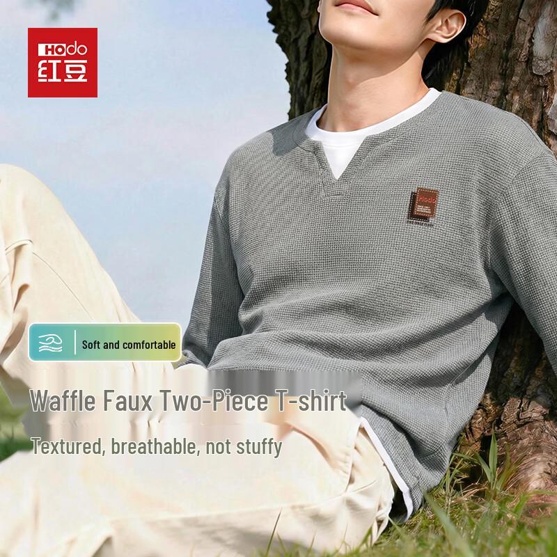 Hodo Men s Waffle Knit Drop-Shoulder Long Sleeve T-Shirt XL