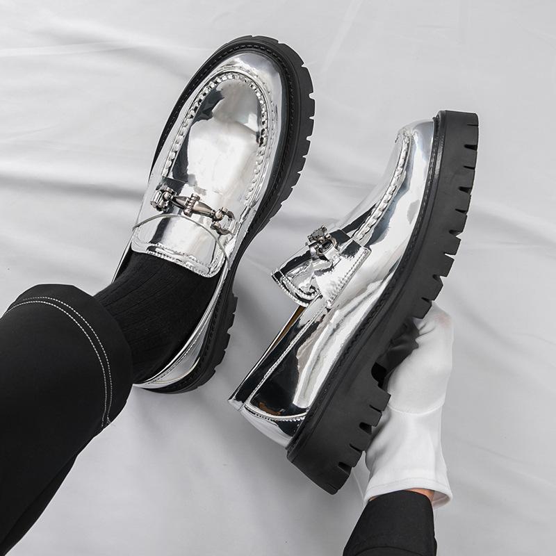 2025 Large Size Shoes, Teenagers Big Head Shoes, One-pedal Loafers, Small Thick-soled Heightening Leather Shoes, Men's Shoes