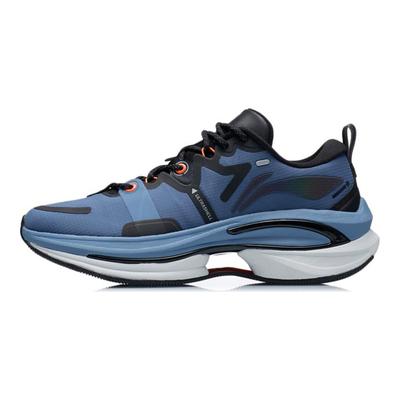 Li Ning Wu Shi 5S 1.0 Stoff TPU Rebound-Unterstützung Stoßdämpfung Rutschfest Abriebfest Low-Top Laufschuhe Herren Laufschuhe Blau ARSR031-3