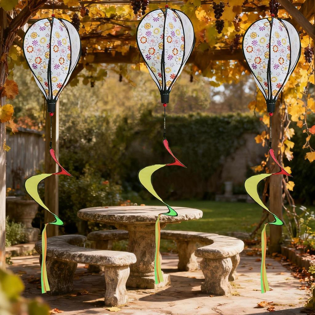 Hot Air Balloon Wind Spinner Pinwheels Rotating Windmill Ornament for Home Garden Lawn Decor Outdoor Hanging Decoration