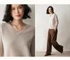 Women's Thickened V-Neck Cashmere Raglan Sweater - Loose Knit Two-Strand Base Layer for Autumn/Winter