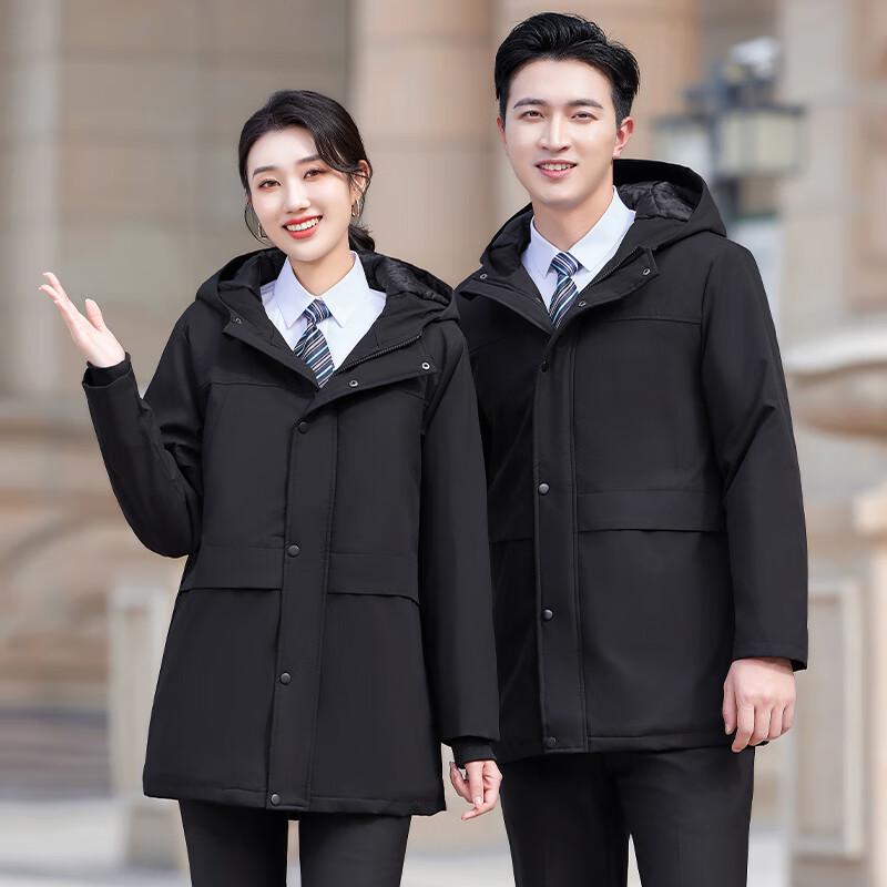 Teluoman Unisex Black Winter Workwear Parka