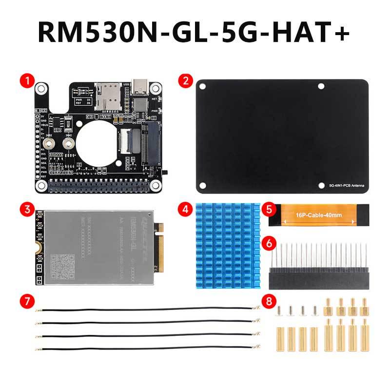 

Raspberry Pi 5 PCIe to M.2 5G/4G/3G Expansion Board with RM530N-GL Module