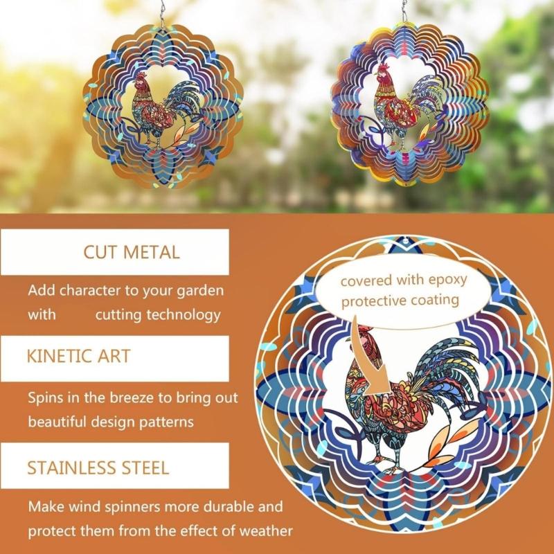 Artistic Animal Wind Chime Spinner Iron Handmade Ornament Indoor Outdoor Accent for Women Grandma Mother Day Surprise