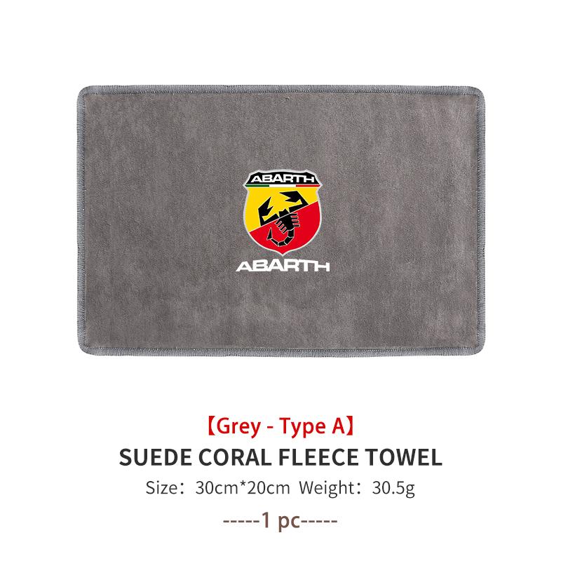 For Abarth Microfiber Towel Car Drying Towel Auto Plush Wash Towel Car Cleaning FR FIAT 500 Doblo Tipo Panda Ducato Punto Stilo