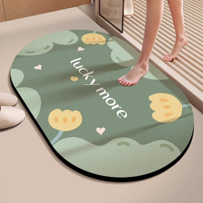 Anti-Slip Diatom Mud Bathroom Mat: Water-Absorbent, Stain-Resistant, Easy-Clean Floor Mat for Toilet Entrance