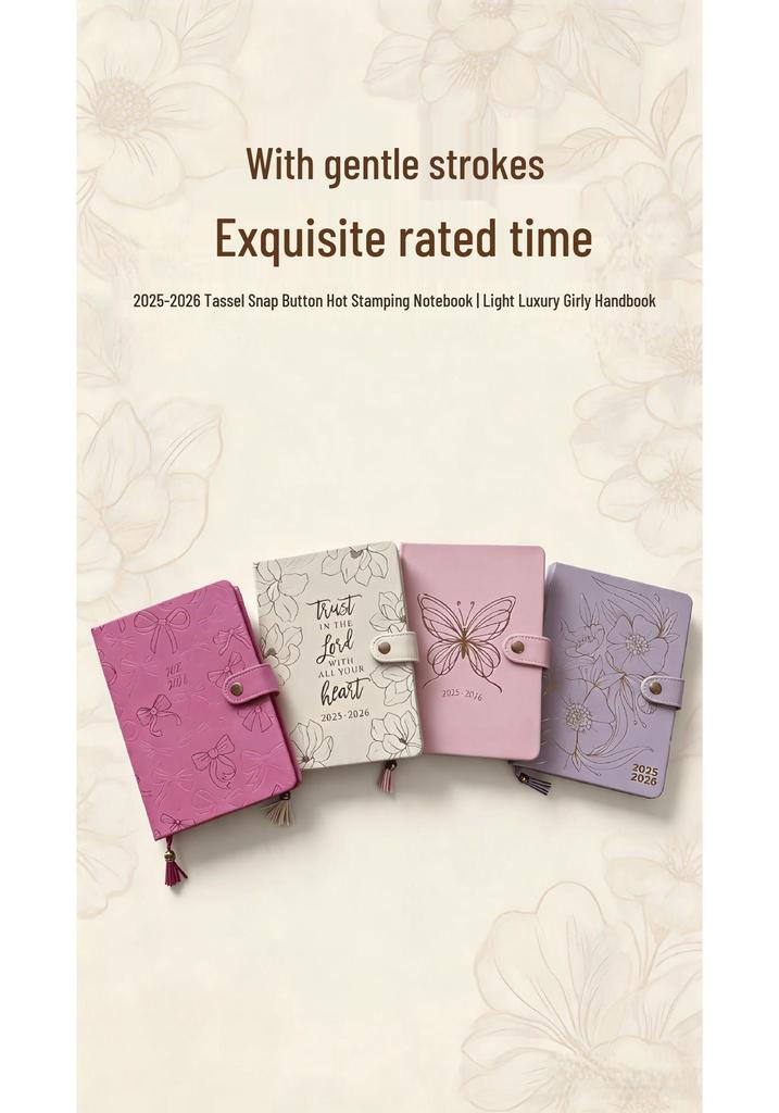 Elegant A5 PU Leather Notebook with Gold Embossing & Snap Closure - Premium Planner & Business Gift