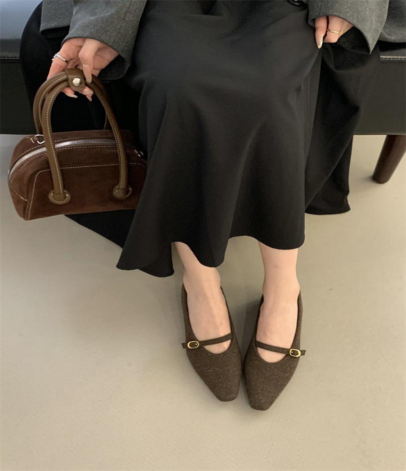 

2025 new summer red flat shoes women s shallow mouth Mary Jane shoes women s shoes ballet shoes women s flat shoes 39 светло-коричневого