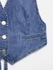 2025 Spring Women's European & American Style Fashion Denim Backless Top