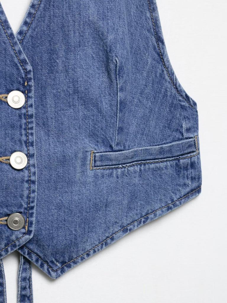 2025 Spring Women's European & American Style Fashion Denim Backless Top