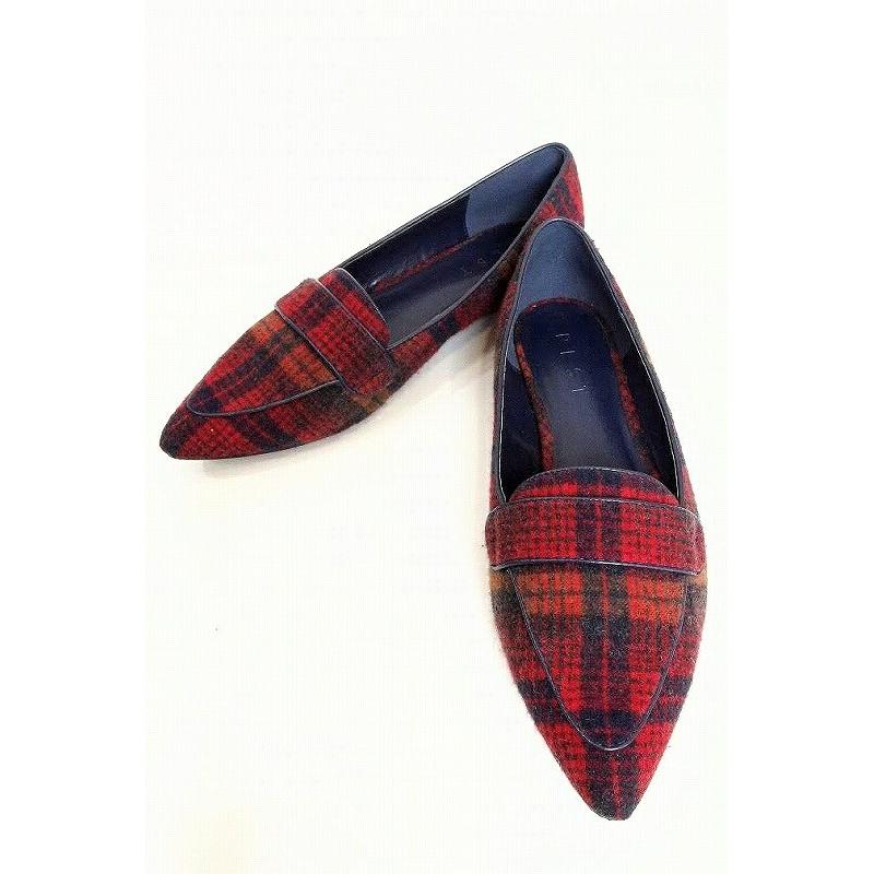 [Used] PLST plaid flat pumps M red ok3818158302