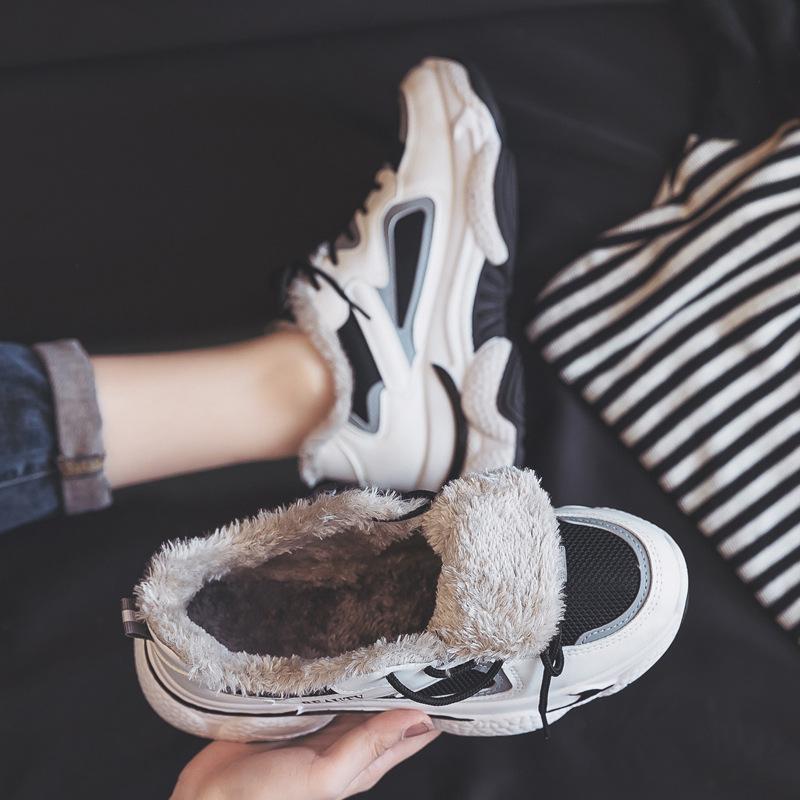 Mode Wintersportschuhe Warmhalten Plüsch Damen Schuhe Mode Schnürschuhe Lässige Plateau-Sneaker Outdoor Walking Damen Vulkanisierte Schuhe