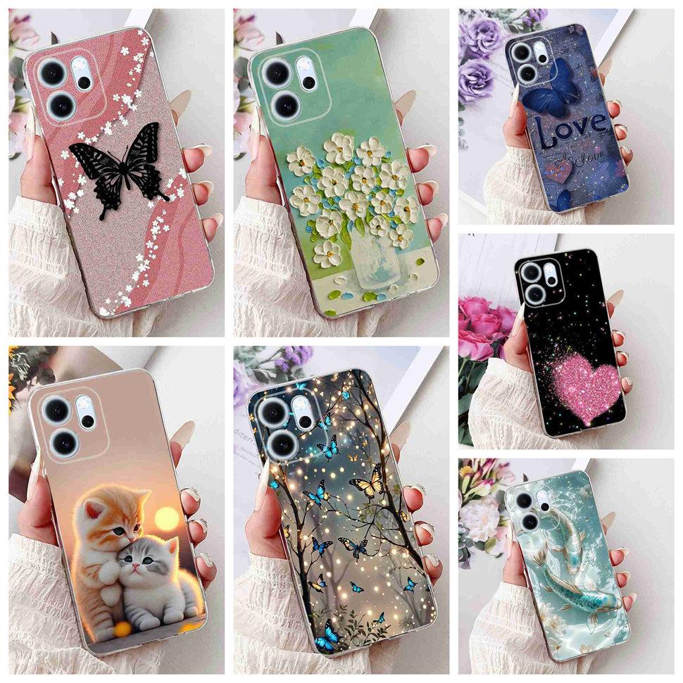 Für Oppo Reno14 F 5G CPH27436.57" Hülle Bunte Schmetterlingsblumen TPU Weiche Silikonhülle Für Oppo Reno 14 F RENO14F Handyhüllen