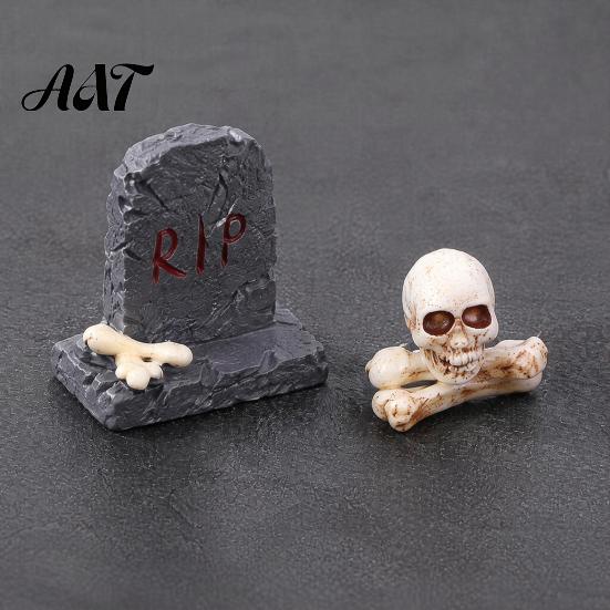 Secret Room Micro Scenery Halloween Miniature Resin Ornaments, Landscape Desktop Decor, Horror Ghost Tombstone Figures Scene Accessories for Fish Tank