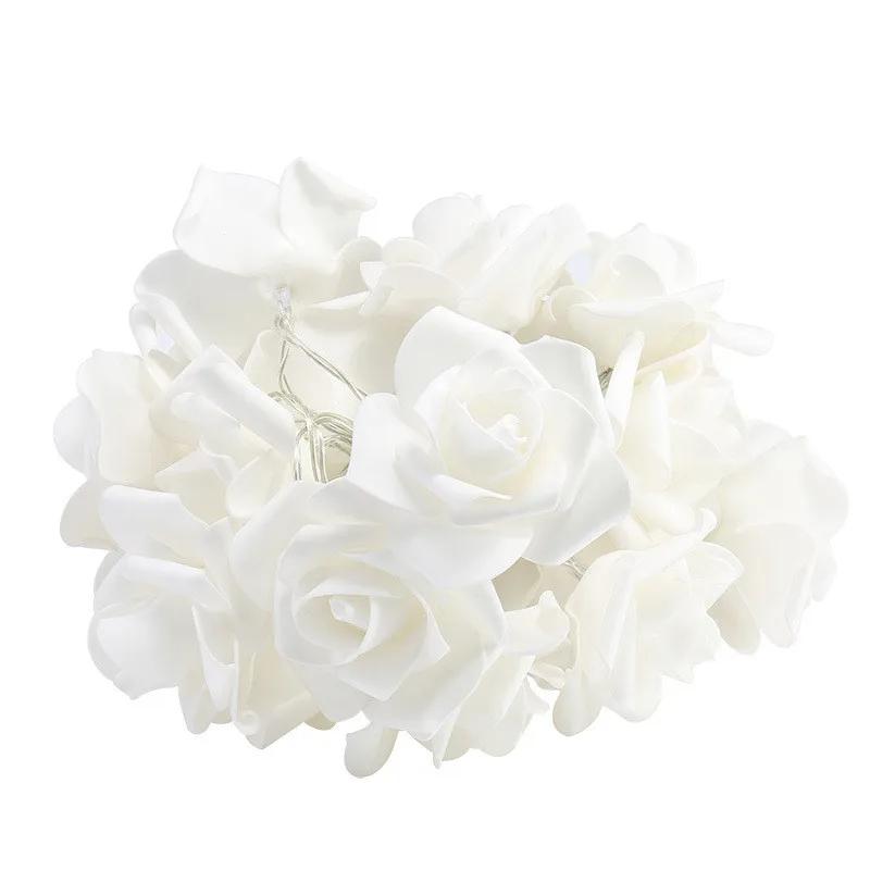 6M 40LED Rose Flower String Lights Battery Operated Foam Rose Fairy Garland Light for Home Bedroom Wedding Valentine's Day