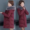 Plus Size Mid-Length Winter Cotton Jacket with Fur Collar for Mature Women